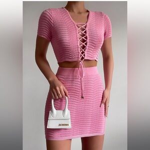 Bodycon Set 2 piece Pink Midi